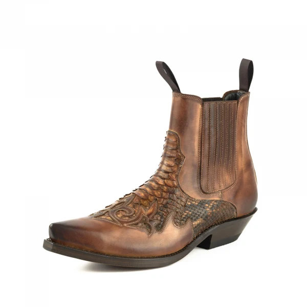 Handgefertigte braune urbane und exotische Cowboystiefel oder Stiefeletten für Damen und Herren 2500