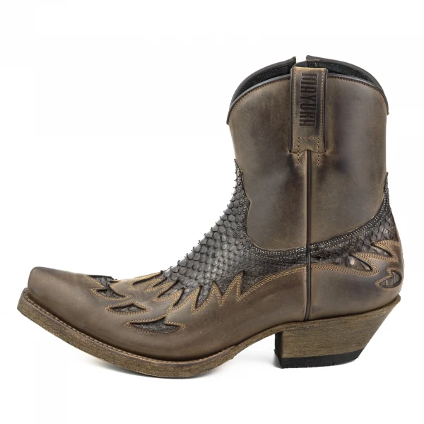 Handgefertigte Herren-Cowboystiefel oder Stiefeletten aus exotischem braunem und schwarzem Leder 12 Texanas