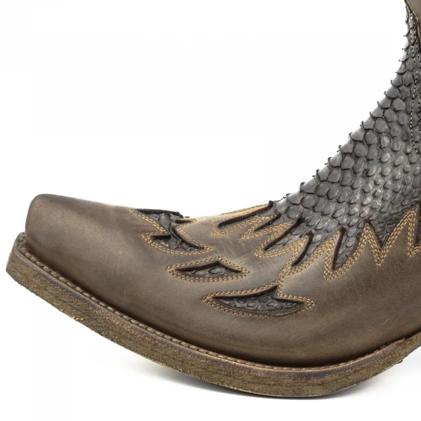 Handgefertigte Herren-Cowboystiefel oder Stiefeletten aus exotischem braunem und schwarzem Leder 12 Texanas