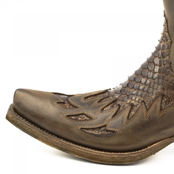 Handgefertigte Herren-Cowboystiefel oder Stiefeletten aus exotischem mattbraunem Leder 12 Texanas