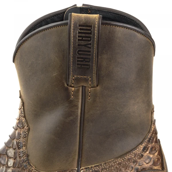 Handgefertigte Herren-Cowboystiefel oder Stiefeletten aus exotischem mattbraunem Leder 12 Texanas