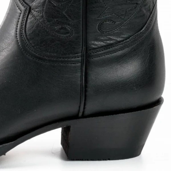 Handgefertigte Damen-Cowboystiefel oder Stiefeletten aus schwarzem Leder 2374 Texanas