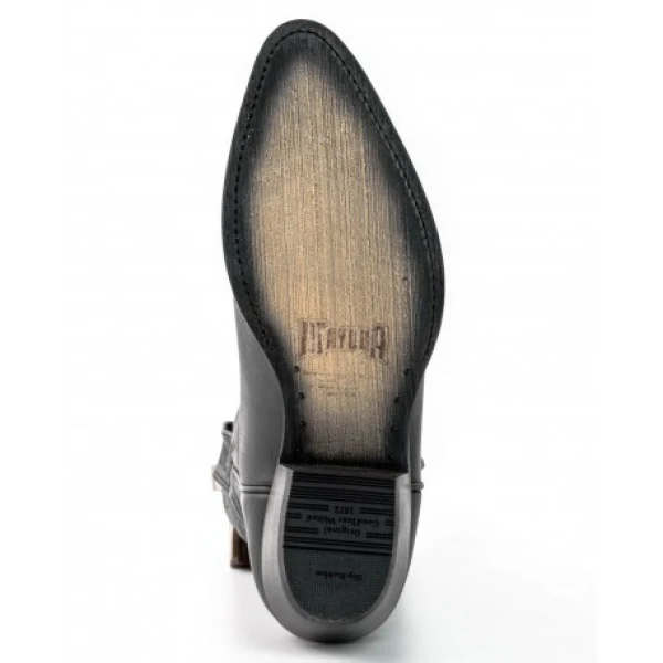 Handgefertigte Damen-Cowboystiefel oder Stiefeletten aus schwarzem Leder 2374 Texanas