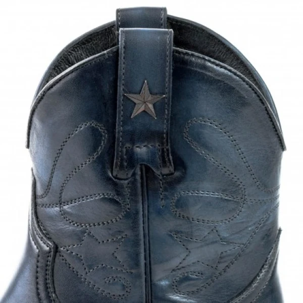 Handgefertigte Damen-Cowboystiefel oder Stiefeletten aus dunkelblauem Leder 2374 Texanas