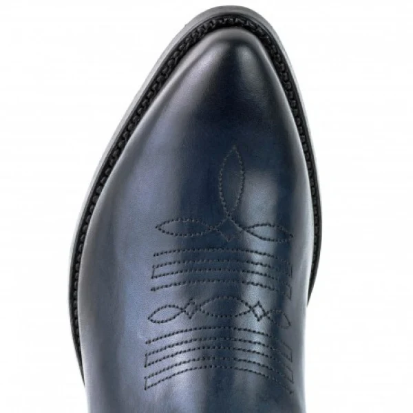 Handgefertigte Damen-Cowboystiefel oder Stiefeletten aus dunkelblauem Leder 2374 Texanas