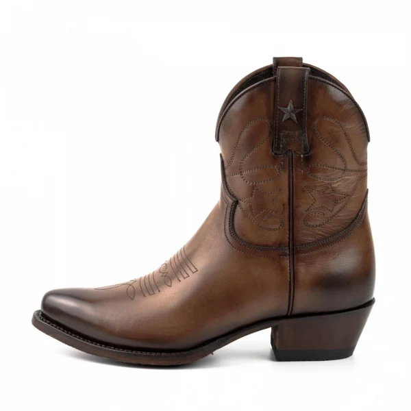 Handgefertigte Damen-Cowboystiefel oder Stiefeletten aus hellbraunem Leder 2374 Texanas