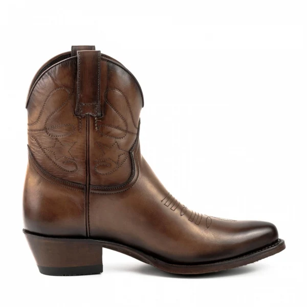 Handgefertigte Damen-Cowboystiefel oder Stiefeletten aus hellbraunem Leder 2374 Texanas