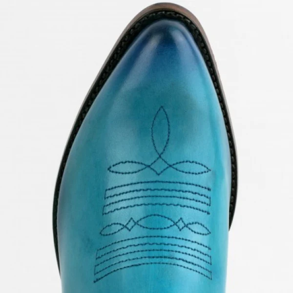Handgefertigte Damen-Cowboystiefel oder Stiefeletten aus türkisblauem Leder 2374 Texanas