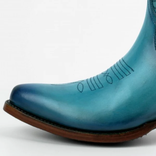 Handgefertigte Damen-Cowboystiefel oder Stiefeletten aus türkisblauem Leder 2374 Texanas