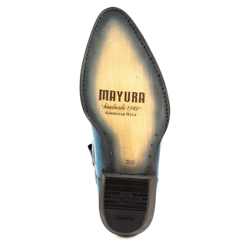 Handgefertigte Damen-Cowboystiefel oder Stiefeletten aus blauem Leder 2374 Texanas
