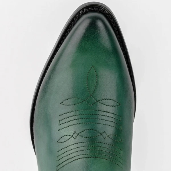 Handgefertigte Damen-Cowboystiefel oder Stiefeletten aus grünem Leder 2374 Texanas