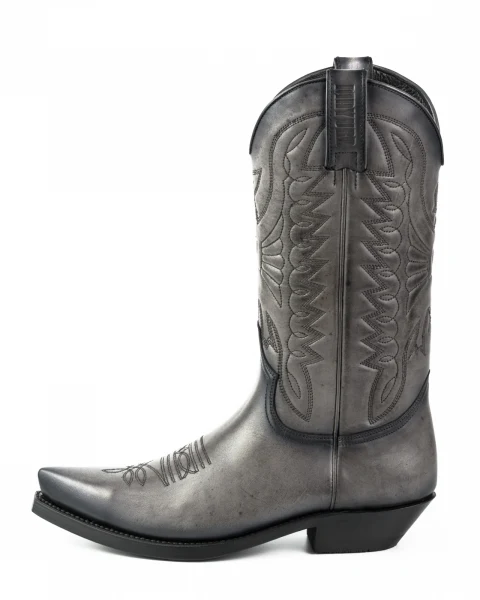 Cowboystiefel für Damen und Herren, handgefertigt aus grauem Leder, 1920, Texaner