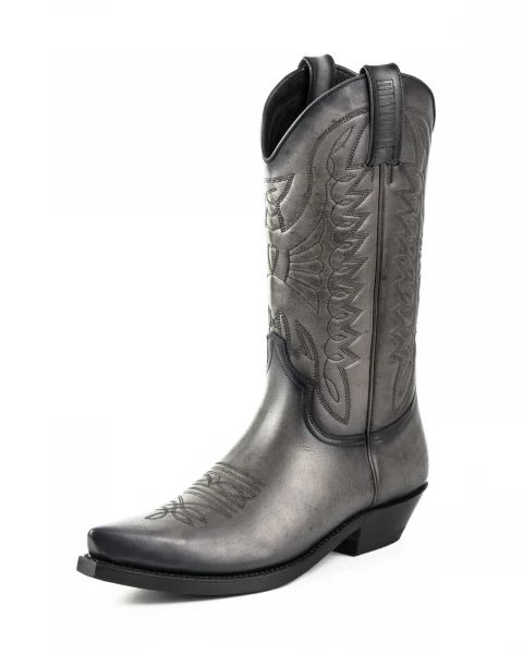 Cowboystiefel für Damen und Herren, handgefertigt aus grauem Leder, 1920, Texaner