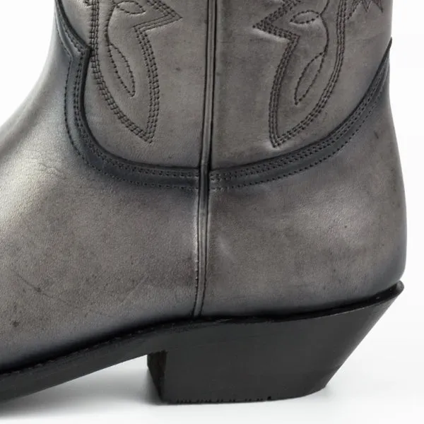 Cowboystiefel für Damen und Herren, handgefertigt aus grauem Leder, 1920, Texaner