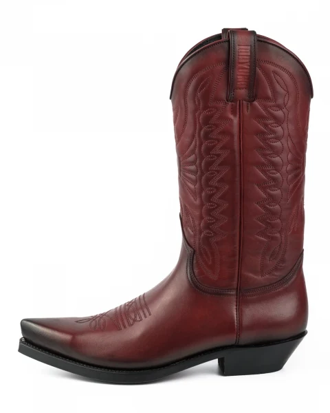 Cowboystiefel für Damen und Herren, handgefertigt aus dunkelrotem Leder, 1920–476, Texanas