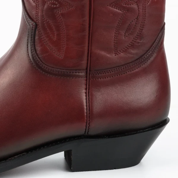 Cowboystiefel für Damen und Herren, handgefertigt aus dunkelrotem Leder, 1920–476, Texanas