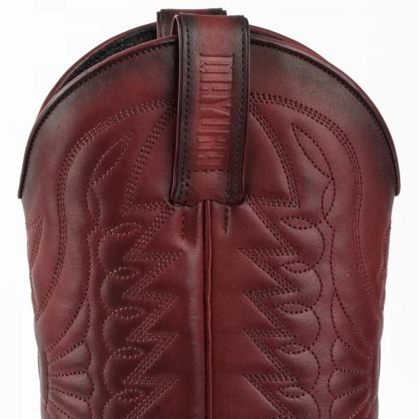 Cowboystiefel für Damen und Herren, handgefertigt aus dunkelrotem Leder, 1920–476, Texanas