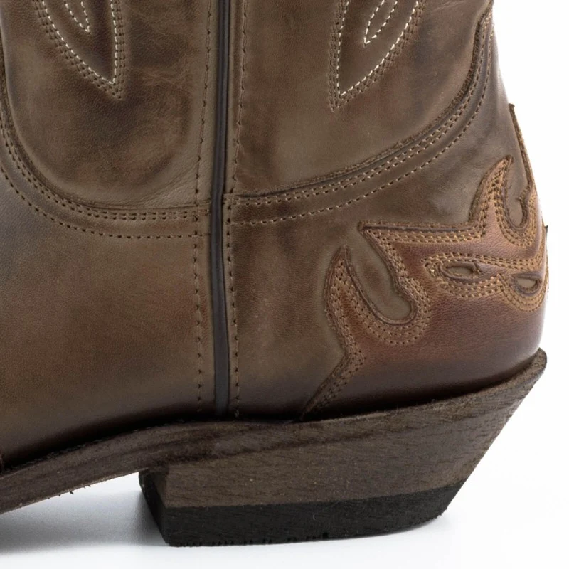 Cowboystiefel für Damen und Herren, handgefertigt aus zweifarbigem braunem Leder, 17 Texanas