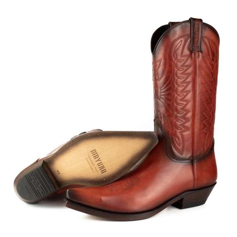 Cowboystiefel für Damen und Herren, handgefertigt aus orangefarbenem Leder, 1920, Texaner