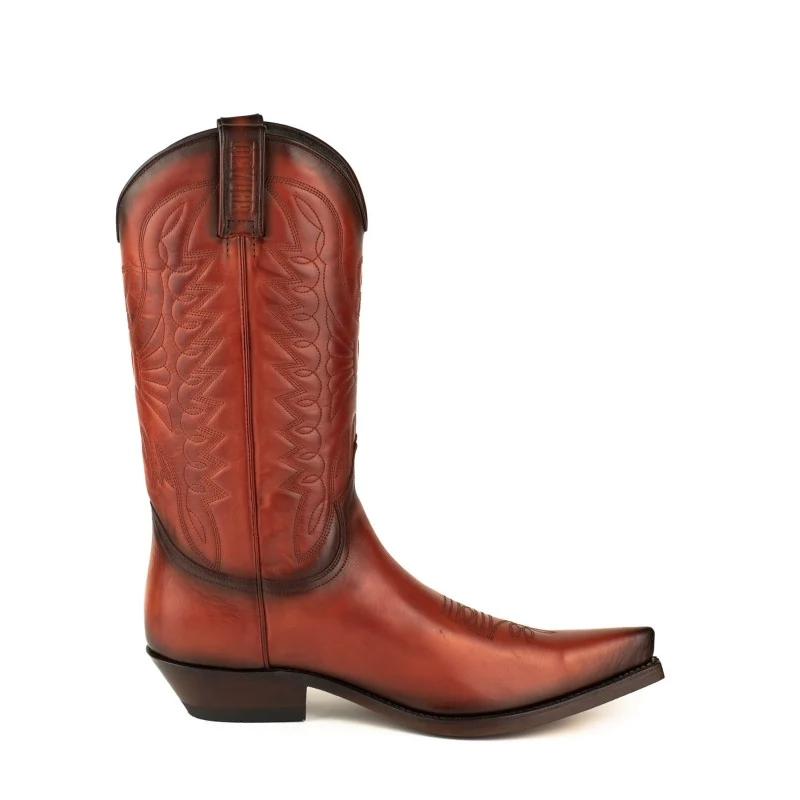 Cowboystiefel für Damen und Herren, handgefertigt aus orangefarbenem Leder, 1920, Texaner
