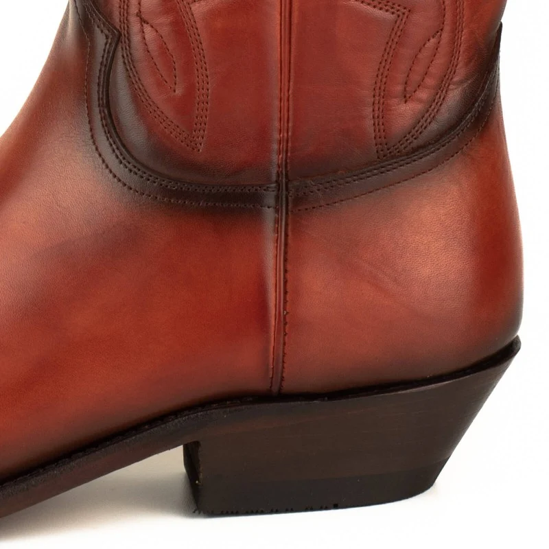 Cowboystiefel für Damen und Herren, handgefertigt aus orangefarbenem Leder, 1920, Texaner
