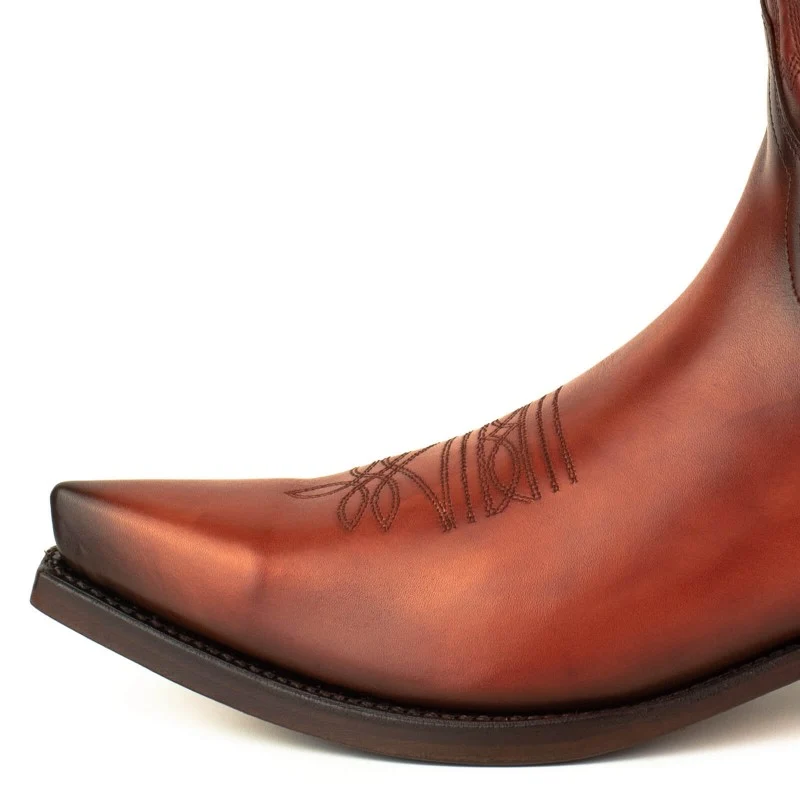 Cowboystiefel für Damen und Herren, handgefertigt aus orangefarbenem Leder, 1920, Texaner