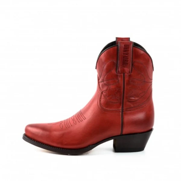 Damen-Cowboystiefel oder Stiefeletten, handgefertigt aus rotem Leder, 2374 Texanas