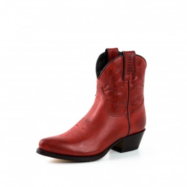 Damen-Cowboystiefel oder Stiefeletten, handgefertigt aus rotem Leder, 2374 Texanas