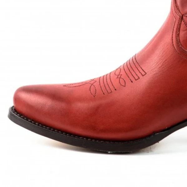 Damen-Cowboystiefel oder Stiefeletten, handgefertigt aus rotem Leder, 2374 Texanas