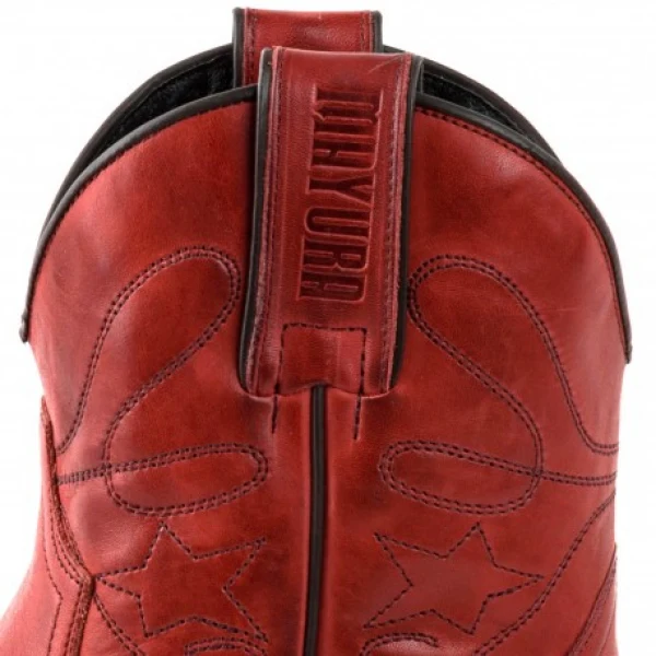 Damen-Cowboystiefel oder Stiefeletten, handgefertigt aus rotem Leder, 2374 Texanas