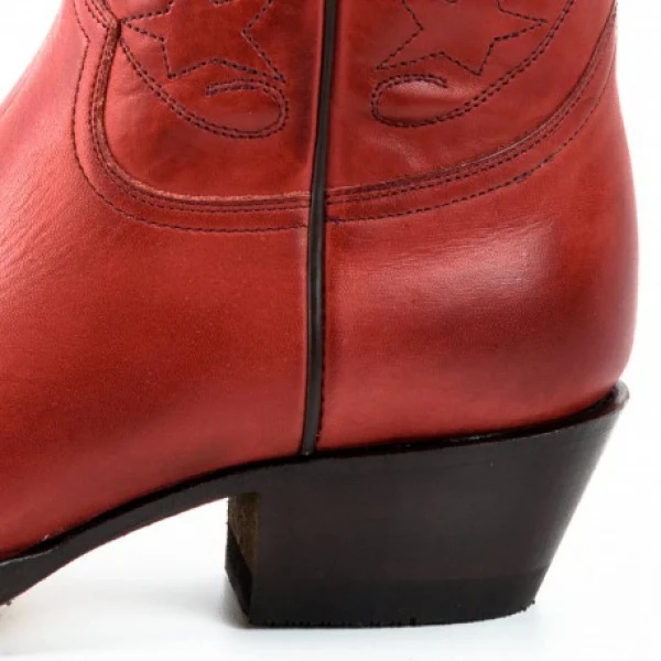 Damen-Cowboystiefel oder Stiefeletten, handgefertigt aus rotem Leder, 2374 Texanas