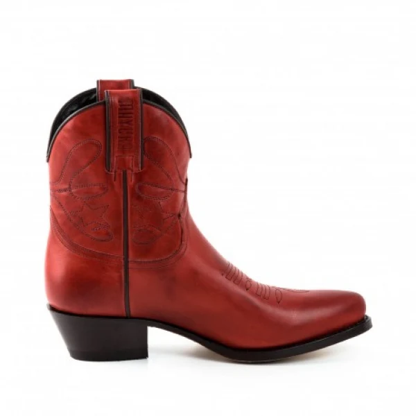 Damen-Cowboystiefel oder Stiefeletten, handgefertigt aus rotem Leder, 2374 Texanas