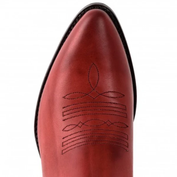 Damen-Cowboystiefel oder Stiefeletten, handgefertigt aus rotem Leder, 2374 Texanas