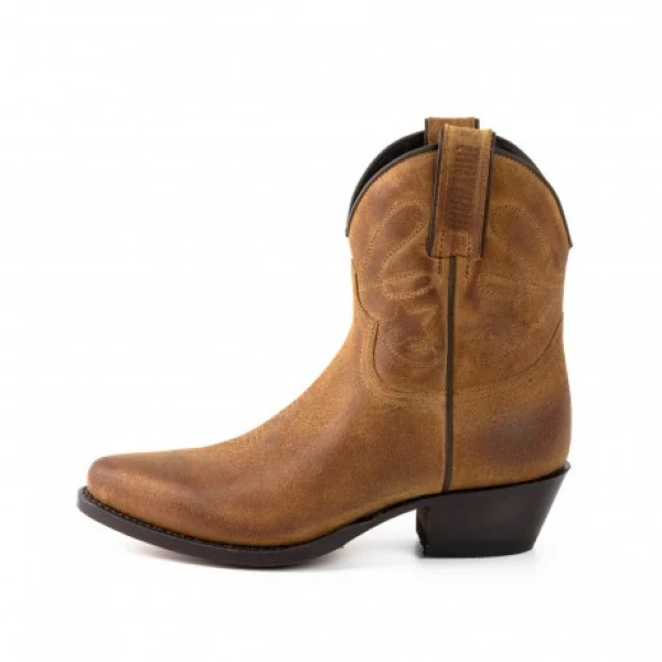 Damen-Cowboystiefel oder Stiefeletten aus handgefertigtem braunem Leder 2374 Texanas