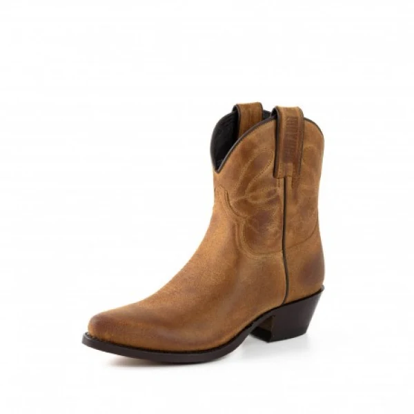 Damen-Cowboystiefel oder Stiefeletten aus handgefertigtem braunem Leder 2374 Texanas