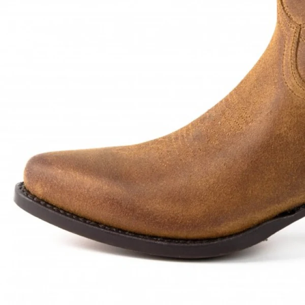 Damen-Cowboystiefel oder Stiefeletten aus handgefertigtem braunem Leder 2374 Texanas