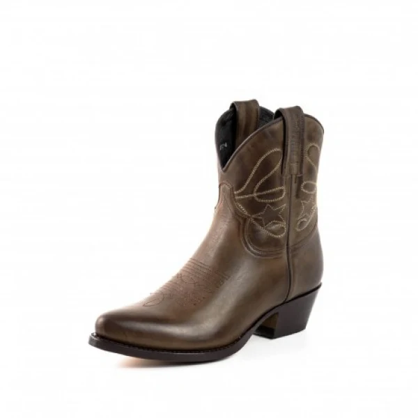 Handgefertigte Damen-Cowboystiefel oder Stiefeletten aus dunkelbraunem Leder 2374 Texanas