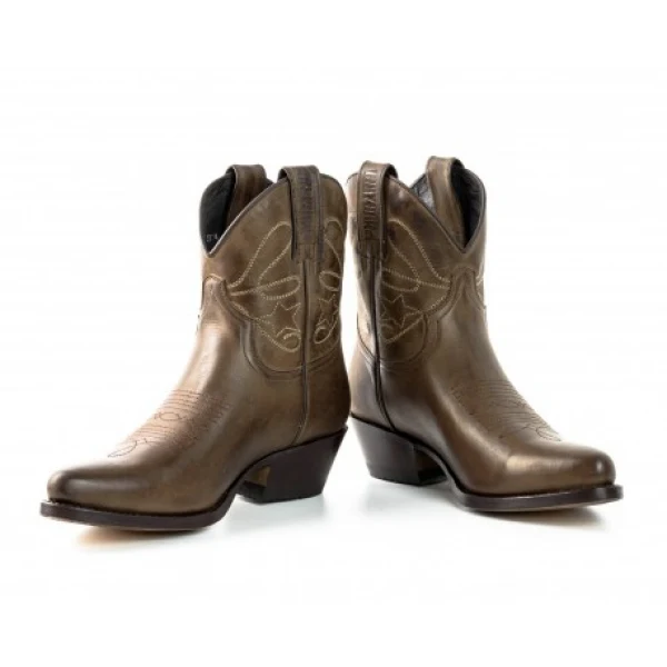 Handgefertigte Damen-Cowboystiefel oder Stiefeletten aus dunkelbraunem Leder 2374 Texanas