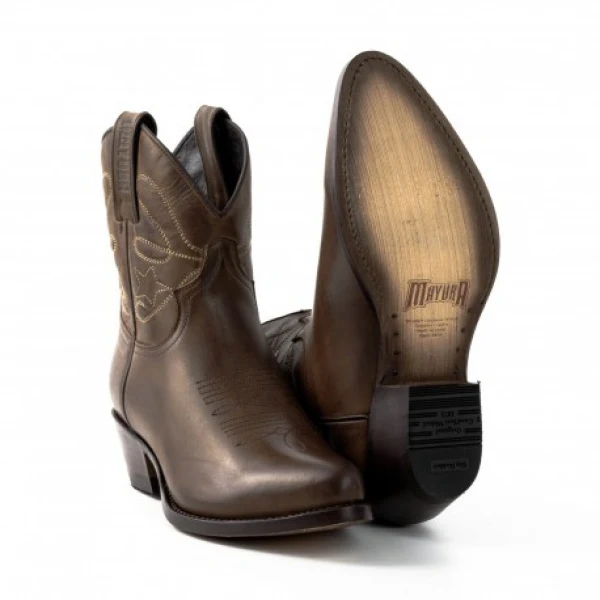 Handgefertigte Damen-Cowboystiefel oder Stiefeletten aus dunkelbraunem Leder 2374 Texanas