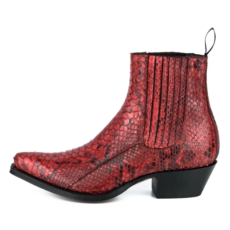 Damen Urban Stiefeletten 2496 Exotisches Leder Rot