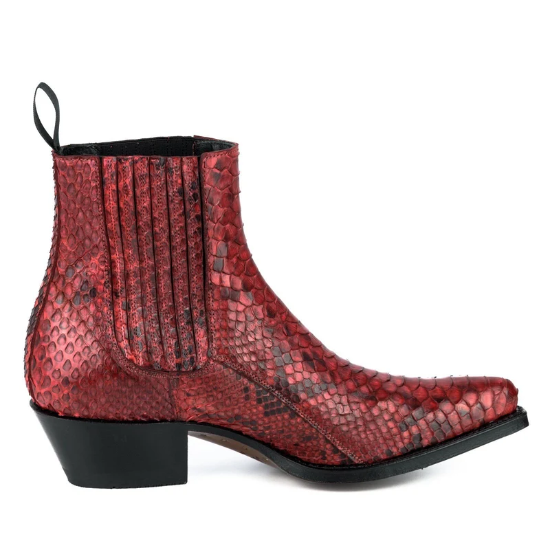 Damen Urban Stiefeletten 2496 Exotisches Leder Rot