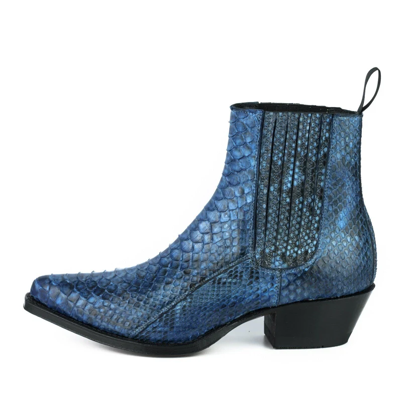 Damen Urban Stiefeletten 2496 Exotisches Leder Blau
