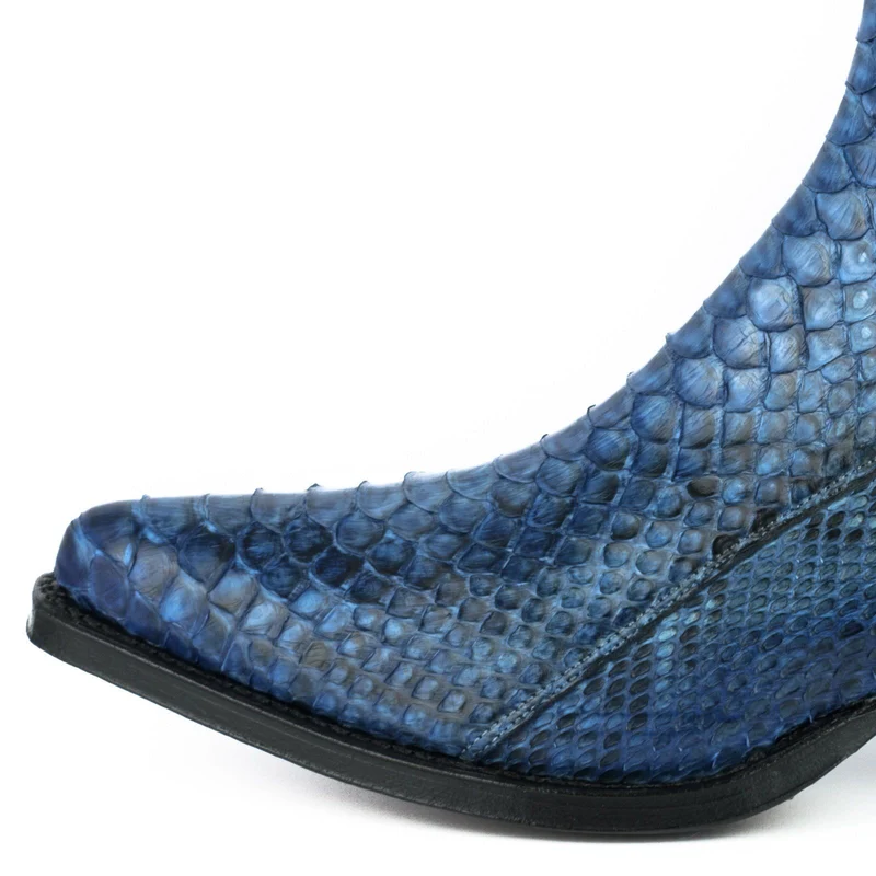 Damen Urban Stiefeletten 2496 Exotisches Leder Blau