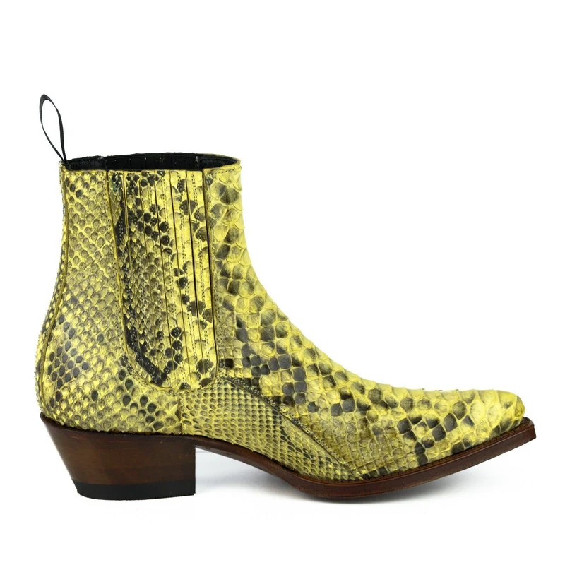 Damen Urban Stiefeletten 2496 Exotisches Leder Gelb