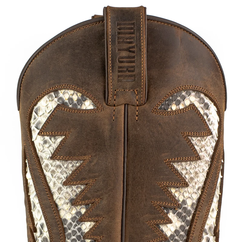 Herren Country Western Cowboystiefel 2567 Exotisches braunes und weißes Leder