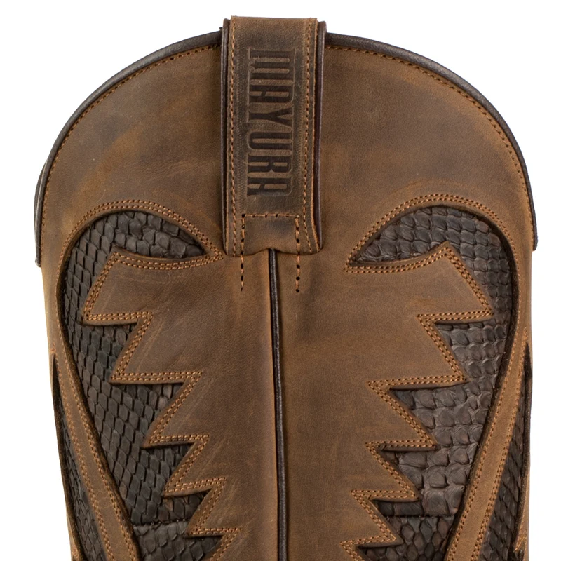 Herren Country Western Cowboystiefel 2567 Exotisches braunes und schwarzes Leder