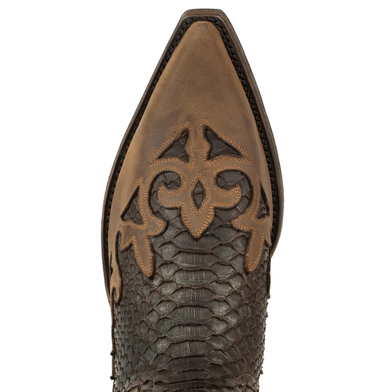 Herren Country Western Cowboystiefel 2567 Exotisches braunes und schwarzes Leder