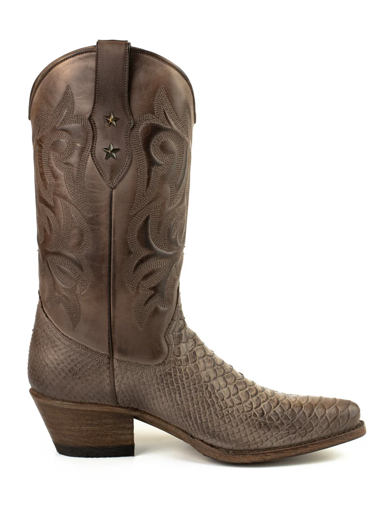 Country- und Western-Cowboystiefel für Damen 2524 Dunkelbraunes Leder