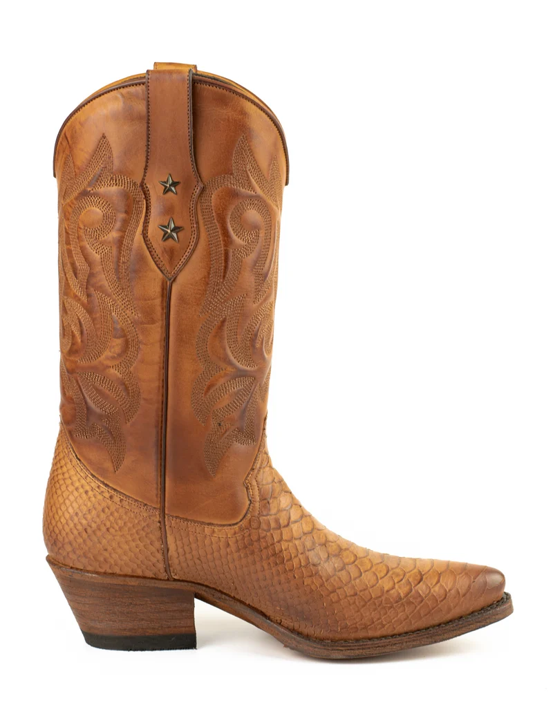 Damen-Cowboy-Country- und Westernstiefel 2524 aus braunem Leder