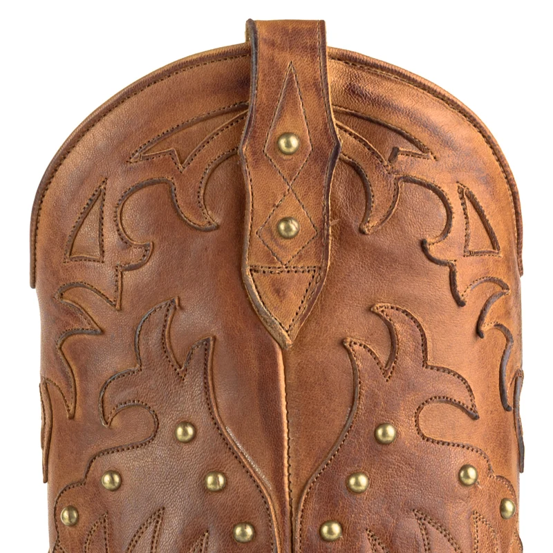 Damen-Cowboystiefel mit Fransen 2475 aus braunem Leder